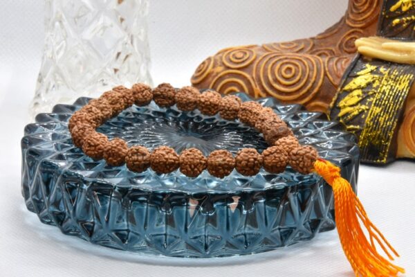 rudraksha mala bead bracelet yellow elasticised band