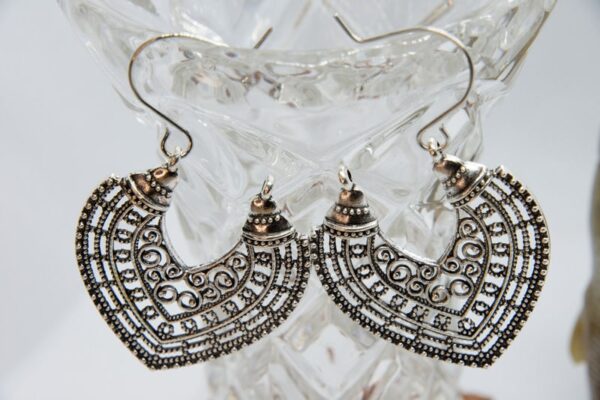 drop earrings silver boho lotus leaf heart hippie style