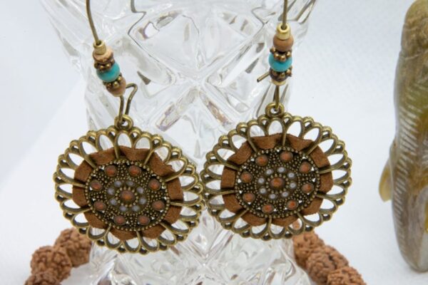 earrings boho floral hippie style hanging on glass