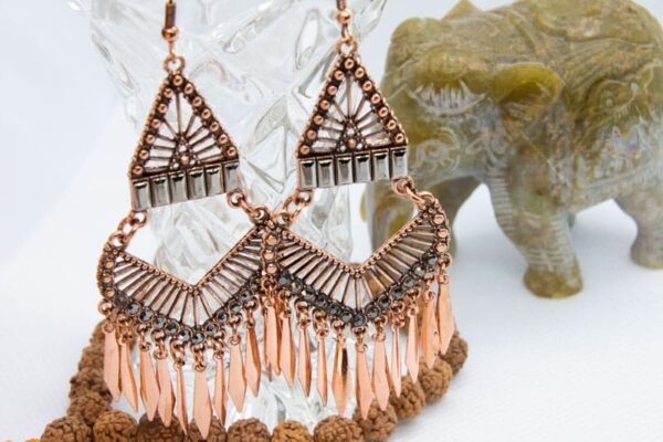 drop earrings rose gold boho tassel hippie style