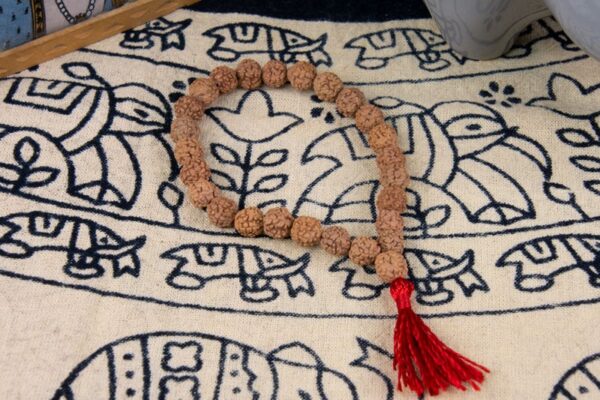 rudraksha mala bead bracelet red elasticised band