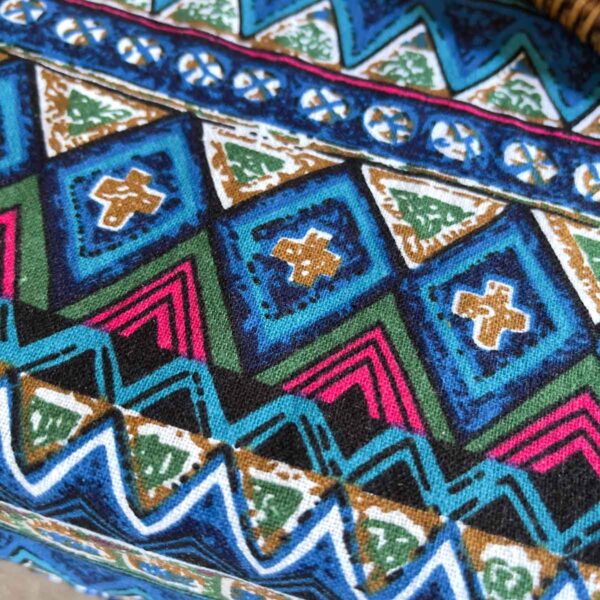 blue boho table runner aztec design