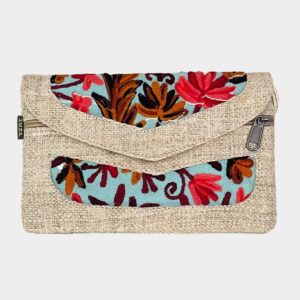 hemp floral embroidered purse